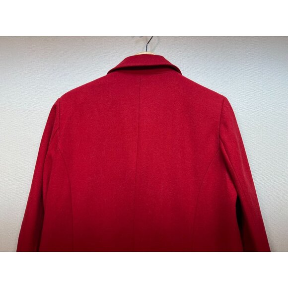 Chadwicks Women's Wool Notch Collar Button Front Long Coat Sz 12 Red Long Sleeve - Picture 11 of 12